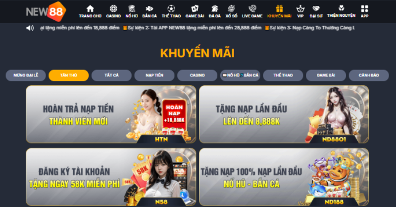 Bùng nổ khuyến mãi tại New88